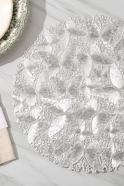 Digithome Set of 6 Placemat I Supla Round Silver 38 cm – Acr-625/20