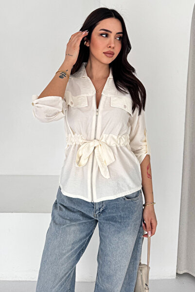 Noa&Noa Zippered Pocket Detailed Blouse – Off-White Breeze