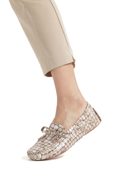 Ateş Pantofi de damă casual din piele lăcuită croco loafer