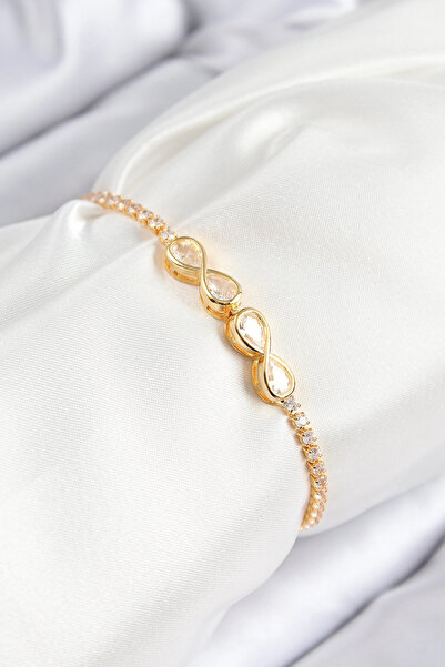 online kapsulavm avm alışveriş Brass Zircon Stone Infinity Model Gold Color E...