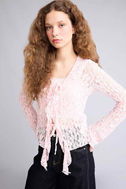 DeFacto Fitted Tie-Detail Lace Blouse H0008Ax26Sp