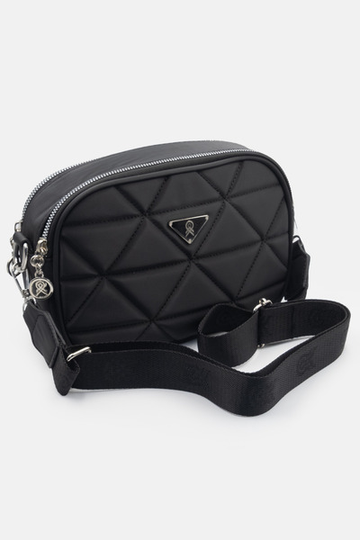 LikeMoon Μαύρη γυναικεία τσάντα ώμου με καπιτονέ σχέδιο για καθημερινή χρήση