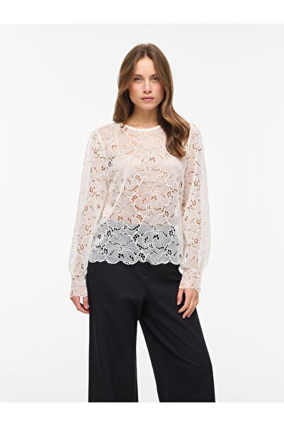 VILA Oberteil mit langen Ärmeln VIRHEA Spitzen