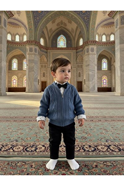 Terry Noktalı desen triko hırkalı 3 lü takım