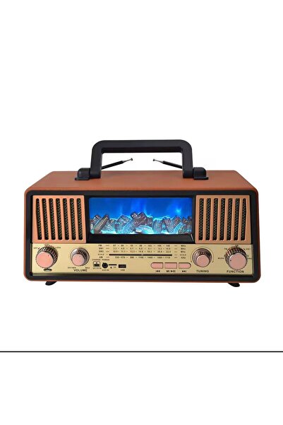 ataşbey Rt-703 Dev Boy Şömine Görünüm Güneş Enerjili Nostalji Bluetooth/USB/S...