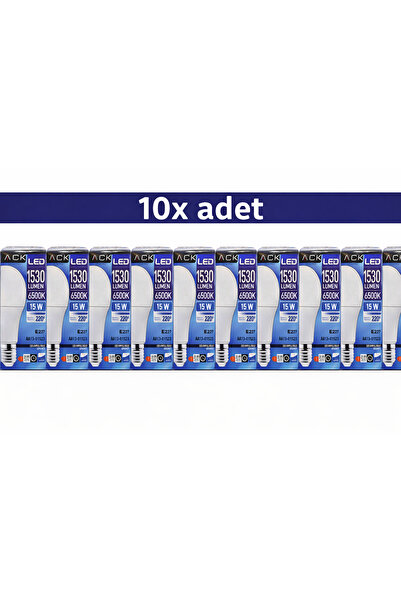KONDEL AYDINLATMA ACK 15W LED Ampul 6500K Beyaz Işık 1530 Lümen E27 Duy 10'Lu...