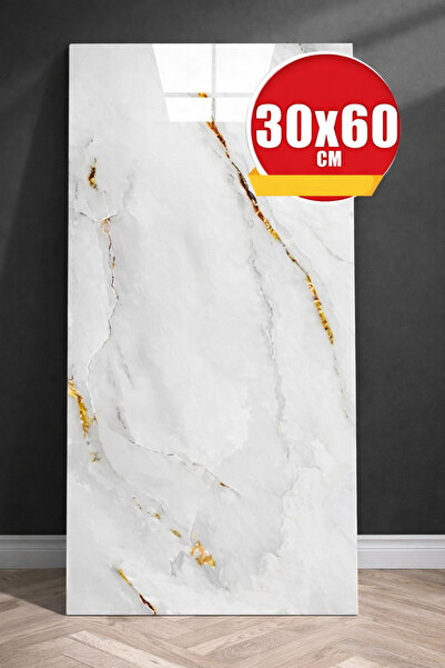 UKAB DEKOR 30X60cm 1 Adet Gold Mermer Desen Yapışkanlı Banyo,tezgah arası kap...