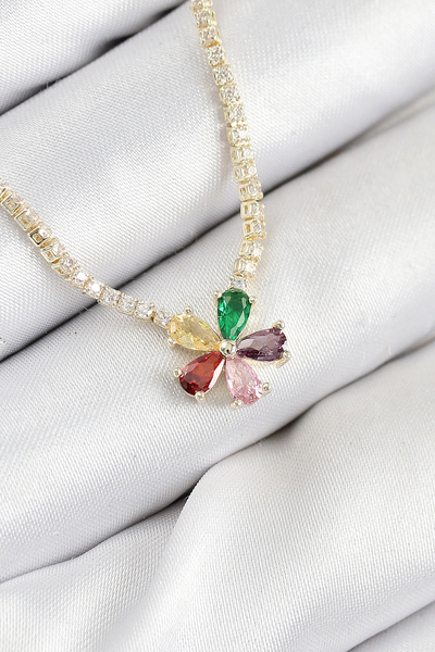 online kapsulavm avm alışveriş Brass Zircon Stone Watercourse Asorti Flower M...