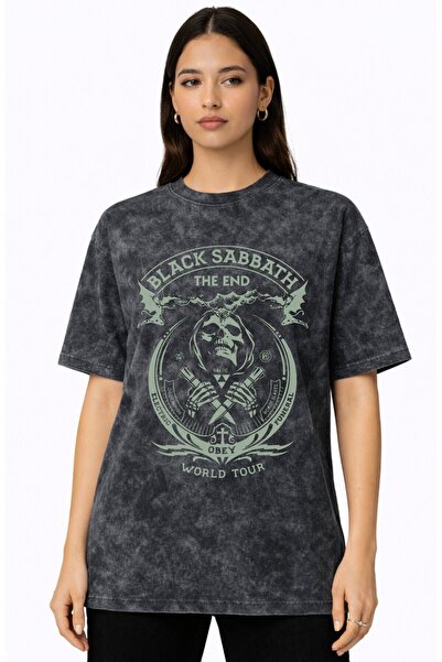 SEVBANO Μπλουζάκι Black Sabbath Rock Metal Music Group με στάμπα Unisex Overs...