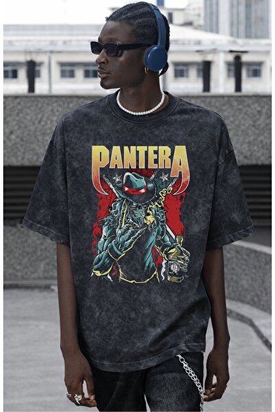SEVBANO Μπλουζάκι Pantera Rock Metal Music Band με στάμπα Unisex Oversize Vin...