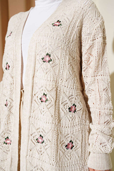 Lavanta Tekstil Cvet Vezena Pleteni kardigan od pletiva