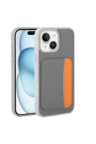 Paladyum Case iPhone 13 and 14 Compatible Faux Leather Card Holder Pack Gray ...