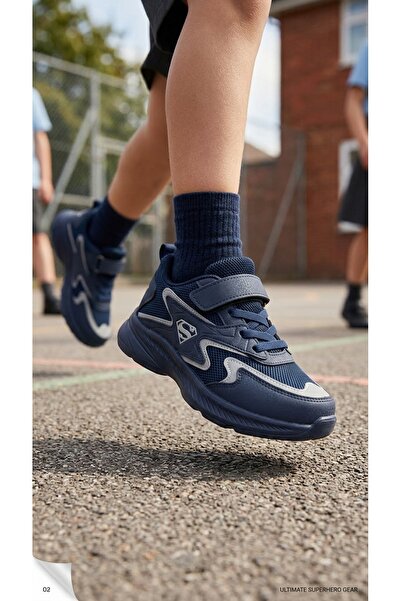 VELLINA Children's Lace-Up Single Velcro Unisex Sports Shoes 31-35