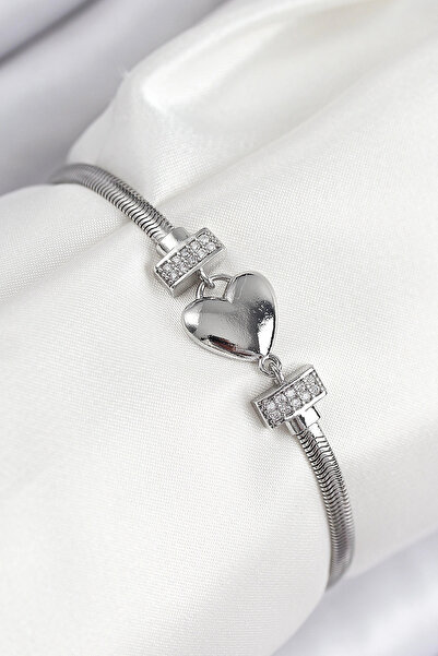 online kapsulavm avm alışveriş Brass Zircon Stone Heart Model Silver Color Wo...