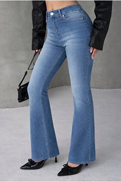 Heyya Γυναικείο τζιν ψηλόμεσο ανοιχτό μπλε καμπάνα