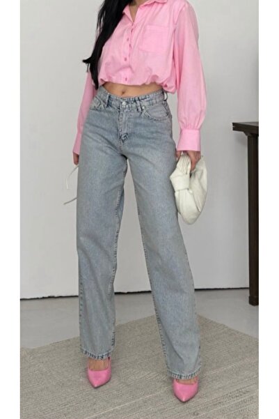 Heyya Women's High Waist Gray Baggy Jean Pants