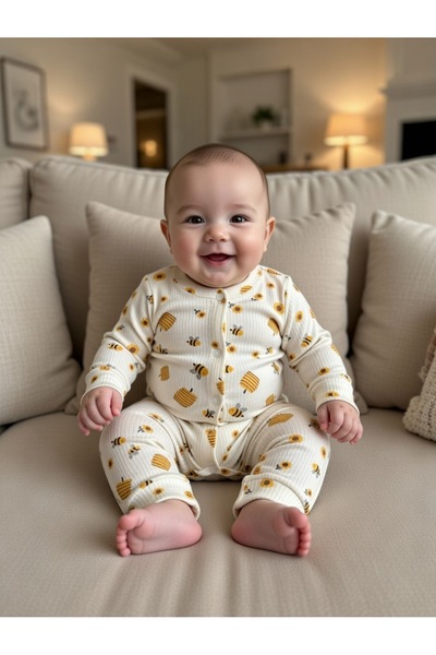 Nayinom Arı desenli manşetli tulum - Adet fiyatıdır -