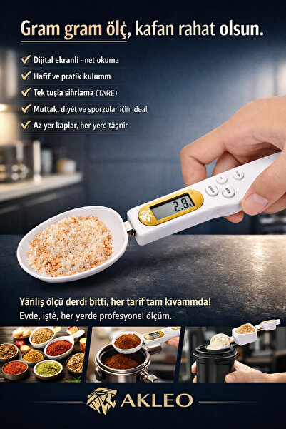 moontime alaçatı Dijital Hassas Kaşık Tartılı 0.1g, Gram Ölçer, Mutfak Tartıs...