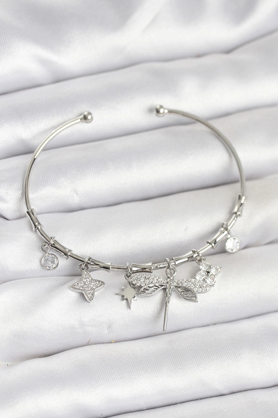online kapsulavm avm alışveriş Silver Color Brass Women's Bracelet with Drago...