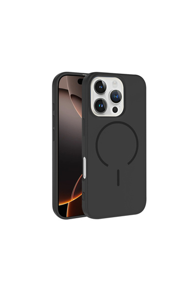 Paladyum Case غطاء ميتا من السيليكون الأسود متوافق مع هاتف iPhone 16 Pro Max ...