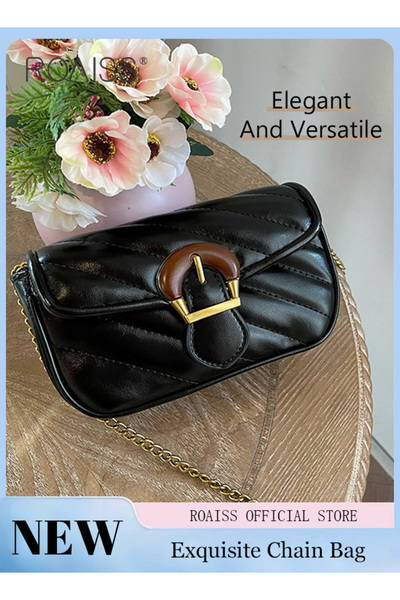 ROAISS Women's Shoulder Bag, Black PU Leather Magnetic Clasp Crossbody Bag Wo...