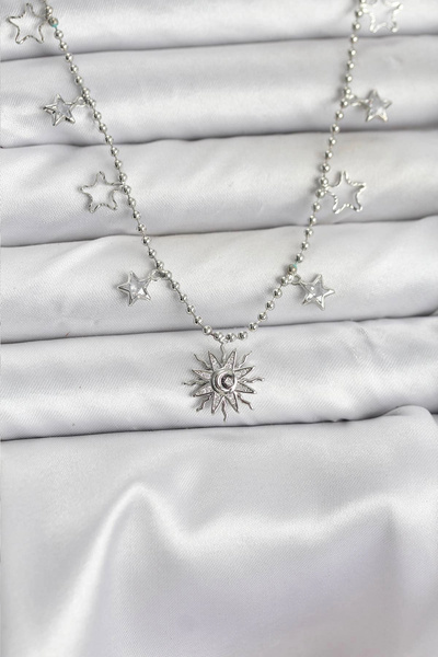 online kapsulavm avm alışveriş Brass Silver Color Sun Model Women's Necklace