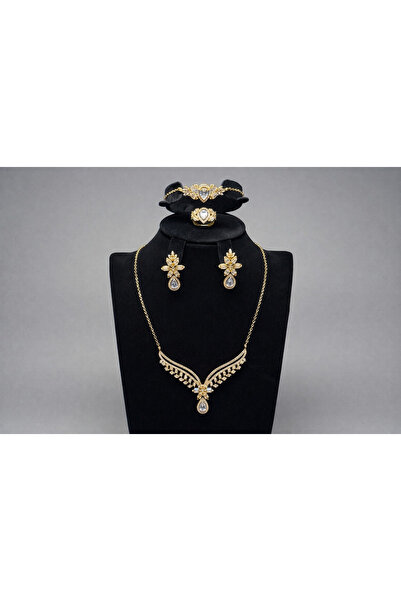 M2 group Ellis Royal Gold Wings Set: Necklace, Earrings, Bracelet, and Ring w...
