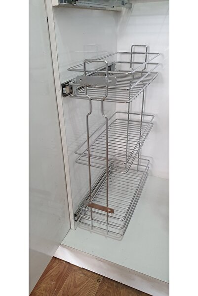 Saatistan 3 Katlı Yandan Raylı Mutfak Dolap İç Şişelik 15.5cm