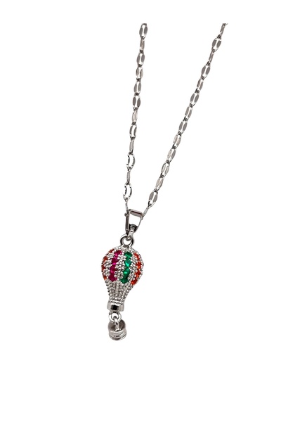 Siya Silver Steel Zircon Stone Balloon Model Women's Necklace