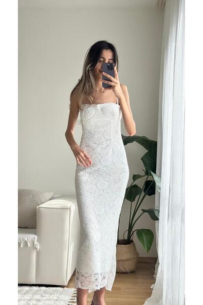 MODA White Handled Lace Strap Dress