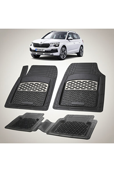 TEAMCAR Πατάκια δαπέδου συμβατά με Skoda Kamiq I Facelift 2024-σήμερα | Ασημί