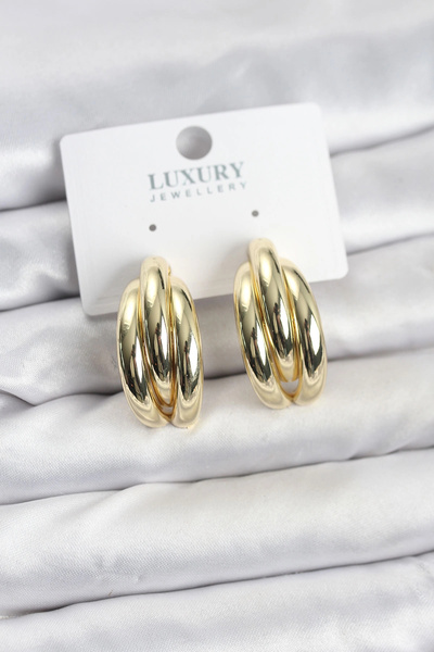online kapsulavm avm alışveriş Gold Color Brass Half Hoop Model Women's Earrings