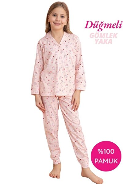 bie's Girl's Shirt Collar Button-Front Cotton Transitional Long Sleeve Pajama...