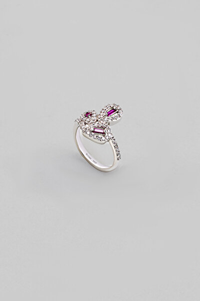 So CHIC... Işıltılı Baget 18 Ayar Beyaz Altın Kaplama Gümüş Yüzük