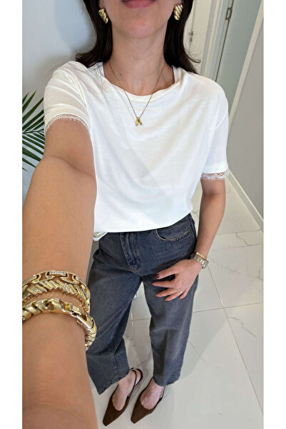 BİRCANÇİL Μπλουζάκι MD Fles με λευκή λαβή Δαντέλα με λεπτομέρειες