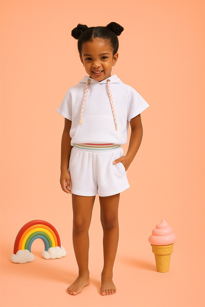 BONY SOCKS Zabavne bela šortska hlača sa žirafom za devojčice