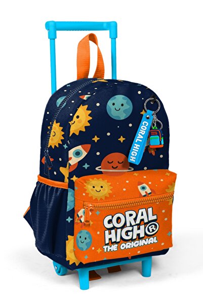 Coral High Small Slot with Squeegee Backpack Navy Blue Space Patterned Two Co...