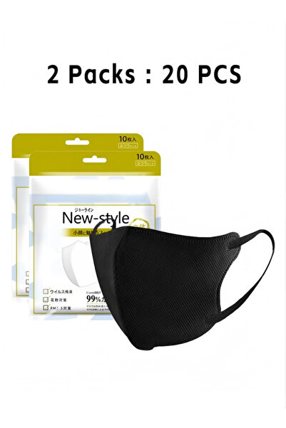 BSMBIOO 20-piece pack of disposable 3D adult face masks with elastic ear loops