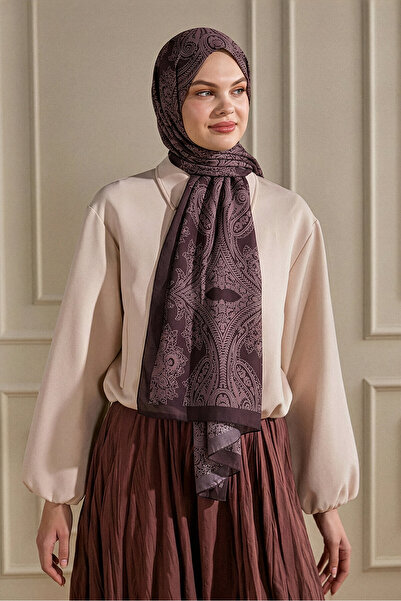 SilkTouch Mor Venedik Danteli Desenli Organik Şal
