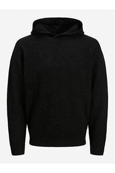 Jack & Jones هودي أسود محبوك مسطح