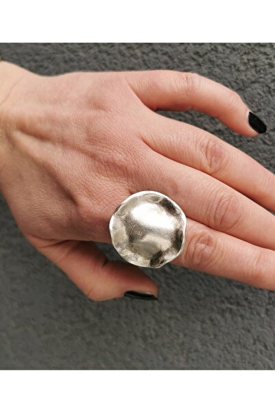 KAEVjewelry Round, Textured ring made of silver-plated zamak