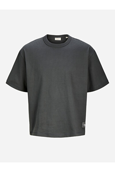 Jack & Jones تيشيرت قطن رمادي برقبة دائرية