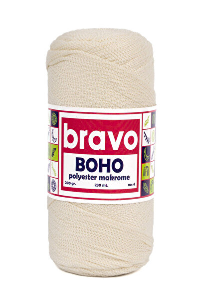 Bravo Poliester Makrame Br:4 - Krema 17 Poliester Makrame Konac - 200 gr - 23...