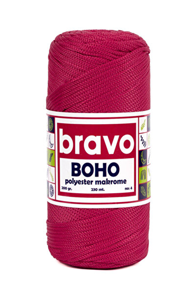 Bravo Polyester Macramé No:4 - Dark Red 105 Polyester Macramé Rope - 200 Gr -...