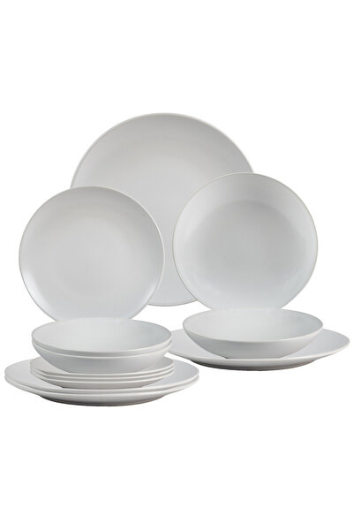 Cesiro Σετ 12 πιάτων για 4 άτομα, Χιονόλευκο, Ματ Λευκό