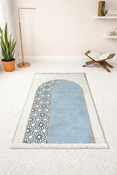 DEKOMOD سجادة صلاة فاخرة ناعمة للغاية ذات ملمس فروي وطباعة رقمية وقاعدة غير ق...