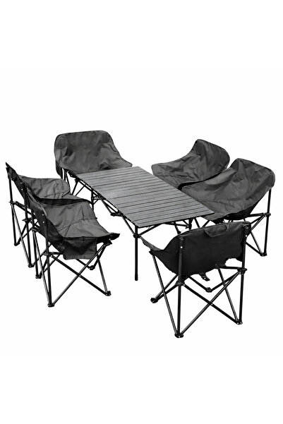 PUKON pack of 7 Camping Folding Chairs And Table Set
