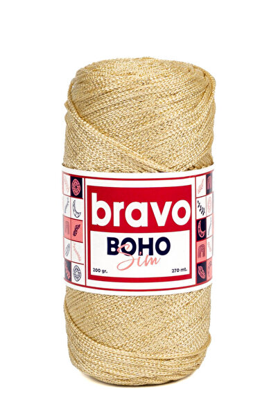 Bravo لمّاع بوليستر مكرمية رقم:4 48 جولد سيم ذهبي 2 مم - 200 جرام - 270mt سوب...