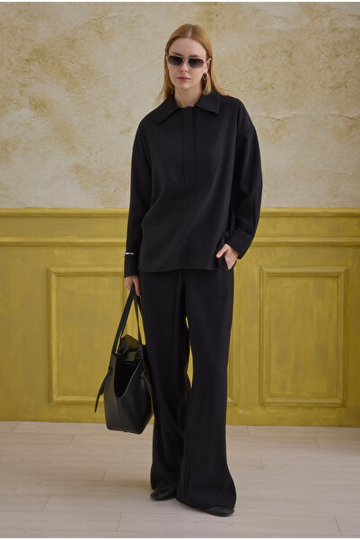 HEQA Pantaloni drepți croială negri