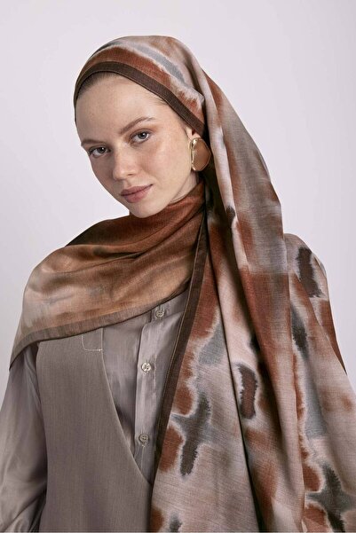 Ayshara Αρχαία Σχέδια Με σχέδιο Διπλής όψης Σάλι - Καφέ Πλακάκι